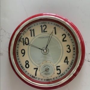 Retro Red Wall Clock Vintage Plastic